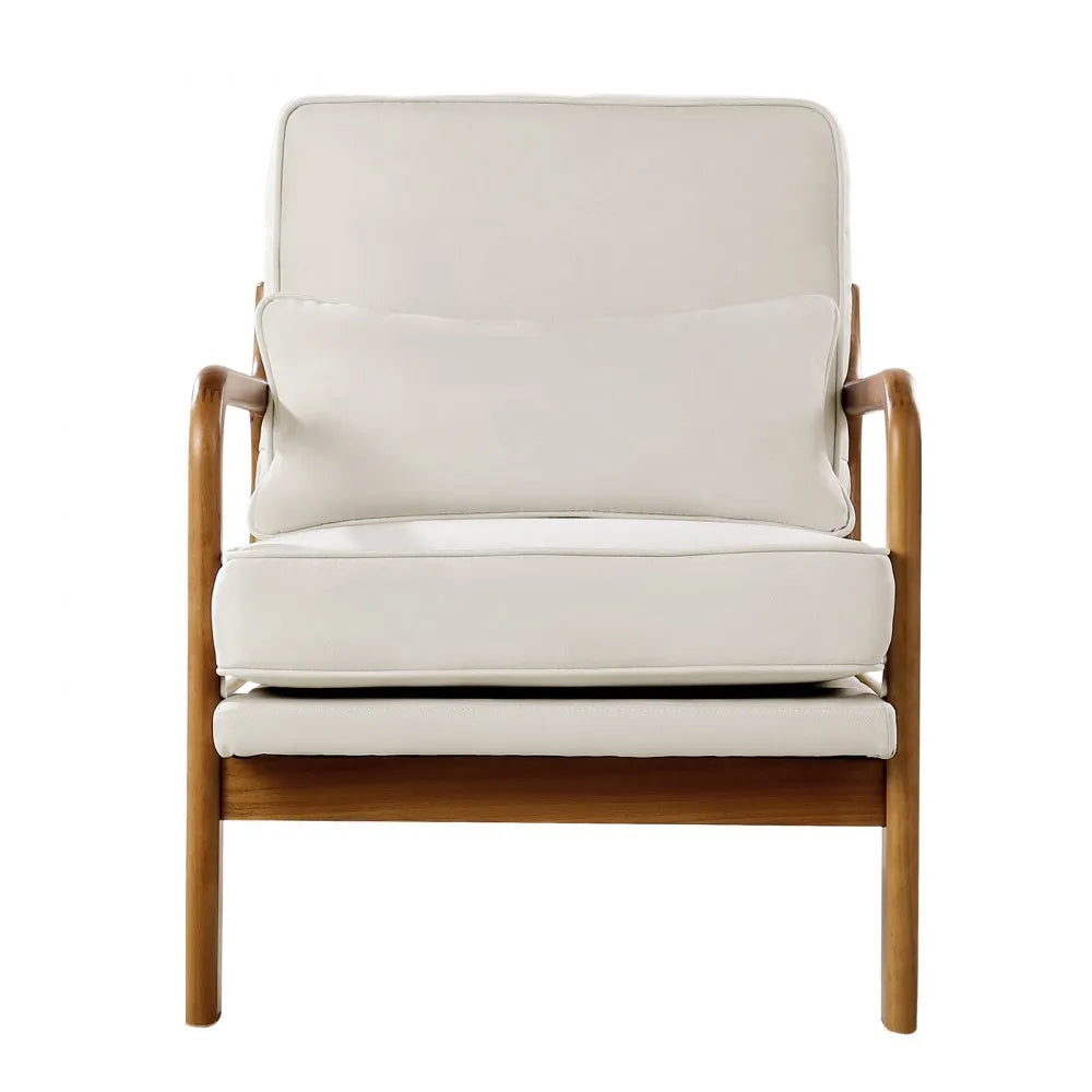 VEVOR Accent Chair, Mid Century Modern Armchair with Solid Wood Frame and Non-Slip Legs, Upholstered Leisure Chair with Linen Fabric and 5.7 in Thickened Cushion, for Living Room, Bedroom, Office