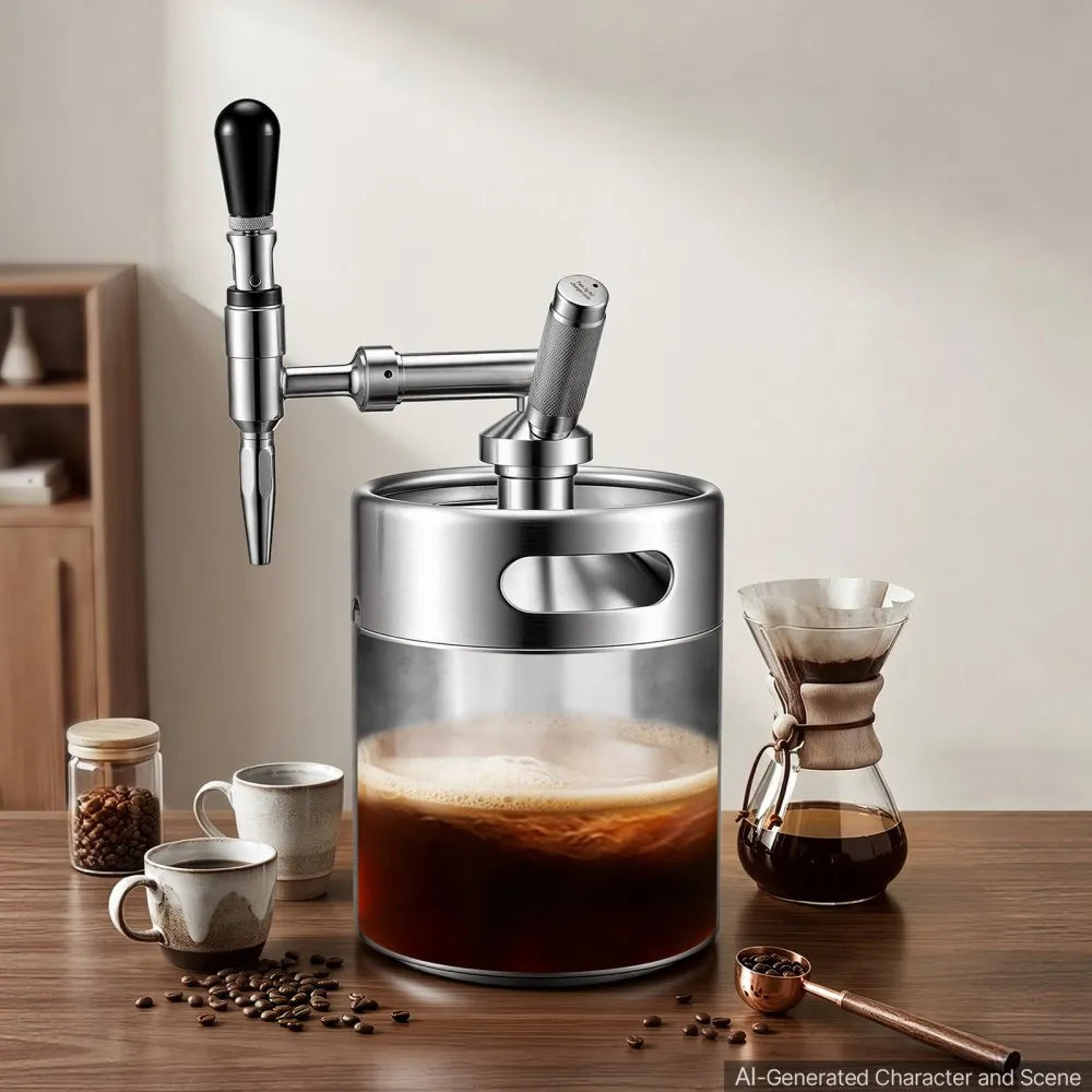 VEVOR Nitro Cold Brew Coffee Maker 135 oz Nitrogen Dispenser System, Home Brew Coffee Keg, Portable Nitrogen Infuser with Dispenser and Pressure Relieving Valve, Gift for Coffee Lovers