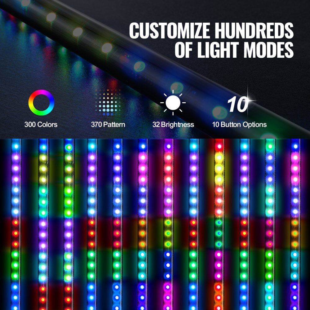 VEVOR 2 PCS 4 FT Whip Light, APP & RF Remote Control Led Whip Light, Waterproof RGB Chasing Lighted Whips with 4 Flags, for UTVs, ATVs, Motorcycles, RZR, Can-am, Trucks, Off-road, Go-karts