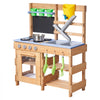 VEVOR Mud Kitchen, Outdoor Mud Kitchen for Kids, Wood Outdoor Play Kitchens with Stoves, Hooks, Sinks, Planting Shovels, Spatulas, Handle, Cookware Pots and Accessories, Play with Water and Sand