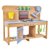 VEVOR Mud Kitchen, Outdoor Mud Kitchen for Kids, Wood Outdoor Play Kitchens with Stoves, Hooks, Double Sinks, Planting Shovels, Spatulas, Cookware Pots and Accessories, Play with Water and Sand