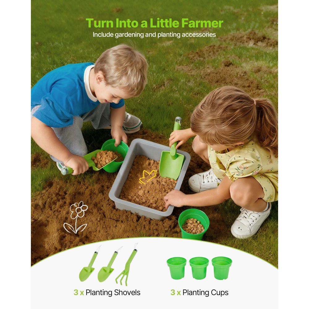 VEVOR Mud Kitchen, Outdoor Mud Kitchen for Kids, Wood Outdoor Play Kitchens with Spoons, Sink, Tank, Sunshade Canopy, Shovels, Cookware Pots and Accessories, Wooden Play Kitchens for Home, Lawn