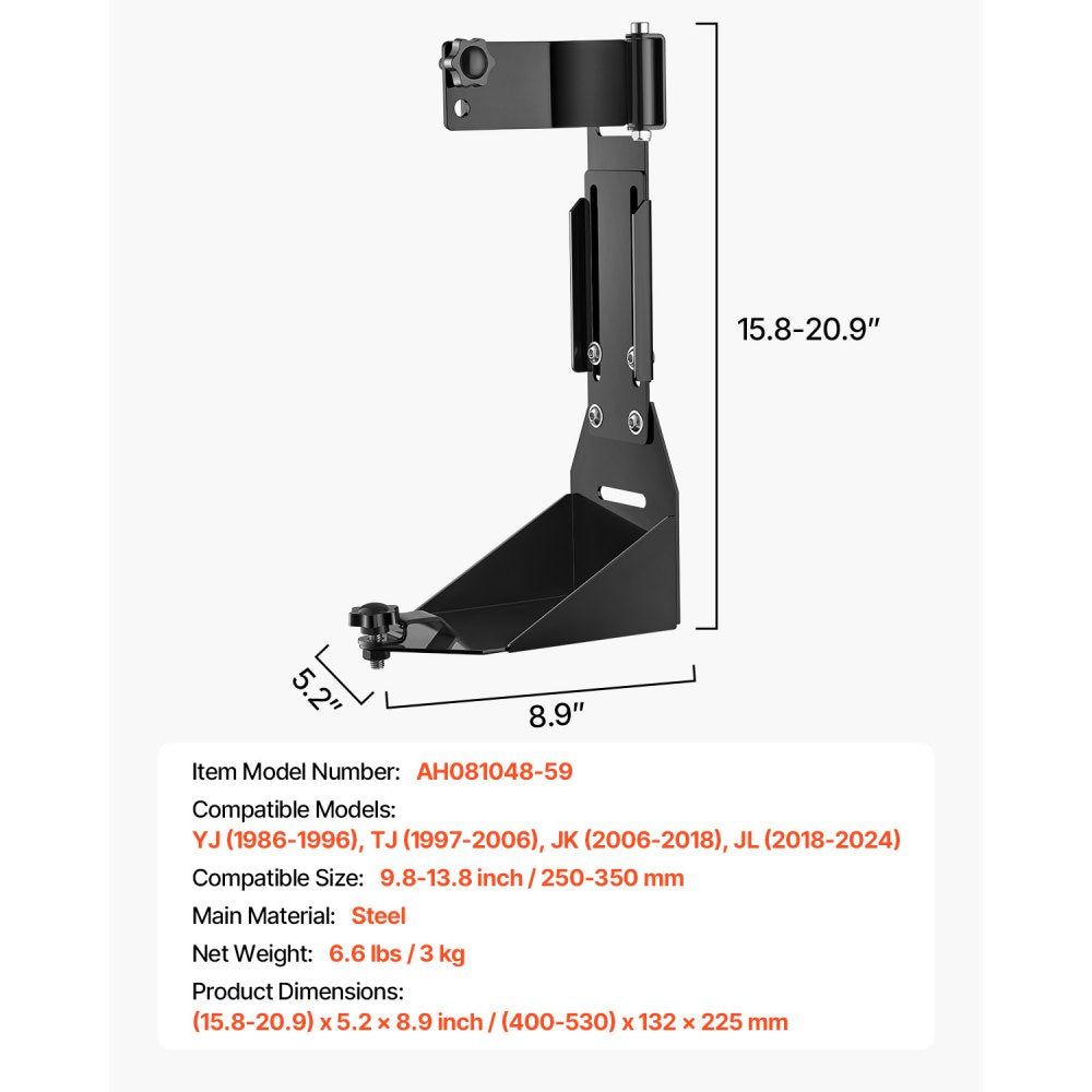 VEVOR High Lift Jack Mount Bracket, Farm Jack Holder Mounting Bracket Kit, Mount Carrier for Off Road Heavy-Duty Jacks, Compatible With YJ (1986-1996), TJ (1997-2006), JK (2006-2018), JL (2018-2024)