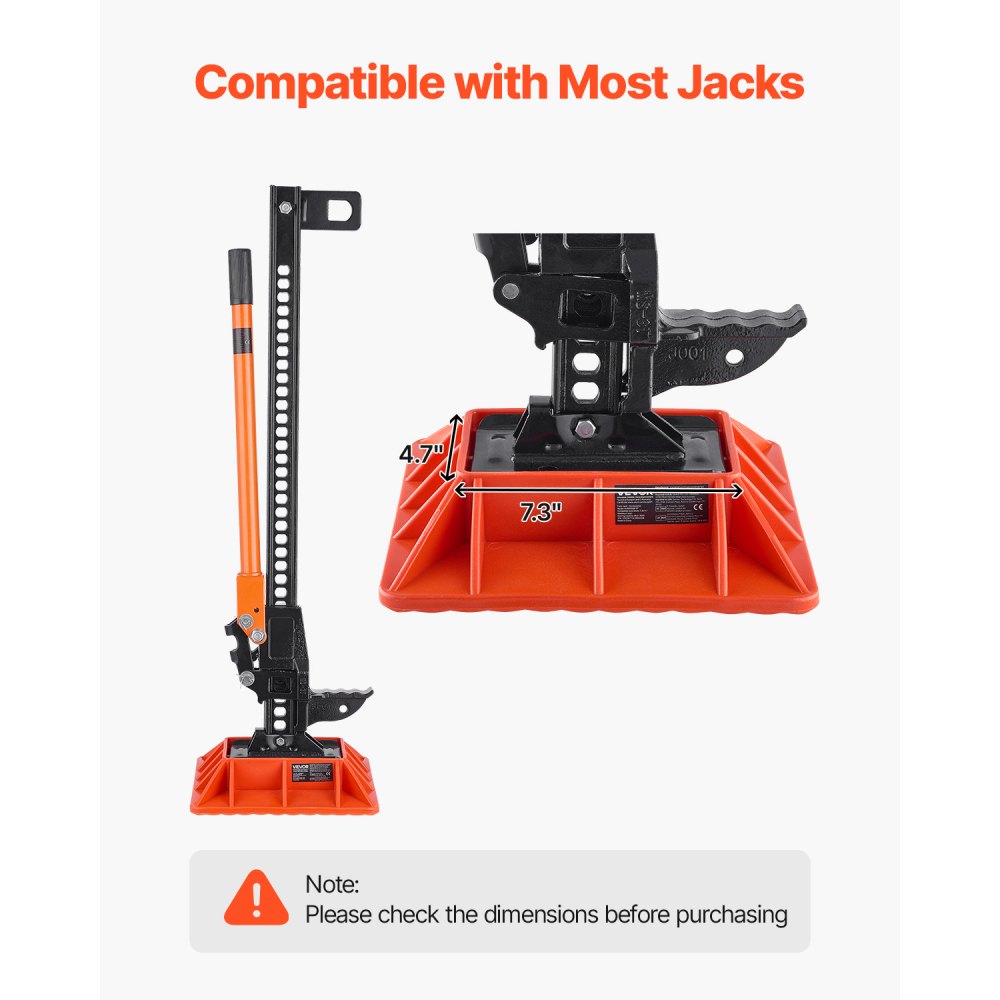 VEVOR High Lift Jack Base and Handle Keeper, 11.6" x 11.6" Off Road Jack Stand Base with 7000 Pound Capacity, Heavy-Duty Farm Jacks Support Stand for Most Jacks with 7.3" x 4.7" Base, Red