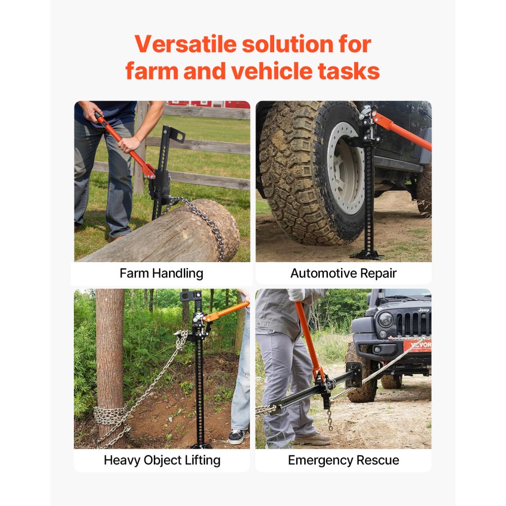 VEVOR Farm Jack, 33" Utility High Lift Farm Jack, 3.18 Ton (7,000 lbs) Capacity Ratcheting Off Road Utility Jacks, Heavy-Duty Lift Jacks with 5.12"-28" Lifting Range for Tractor, Truck, SUV