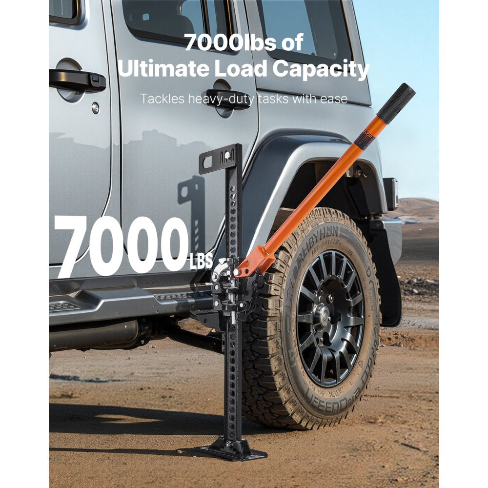 VEVOR Farm Jack, 42" Utility High Lift Farm Jack, 3.18 Ton (7,000 lbs) Capacity Ratcheting Off Road Utility Jacks, Heavy-Duty Lift Jacks with 5.12"-36.6" Lifting Range for Tractor, Truck, SUV