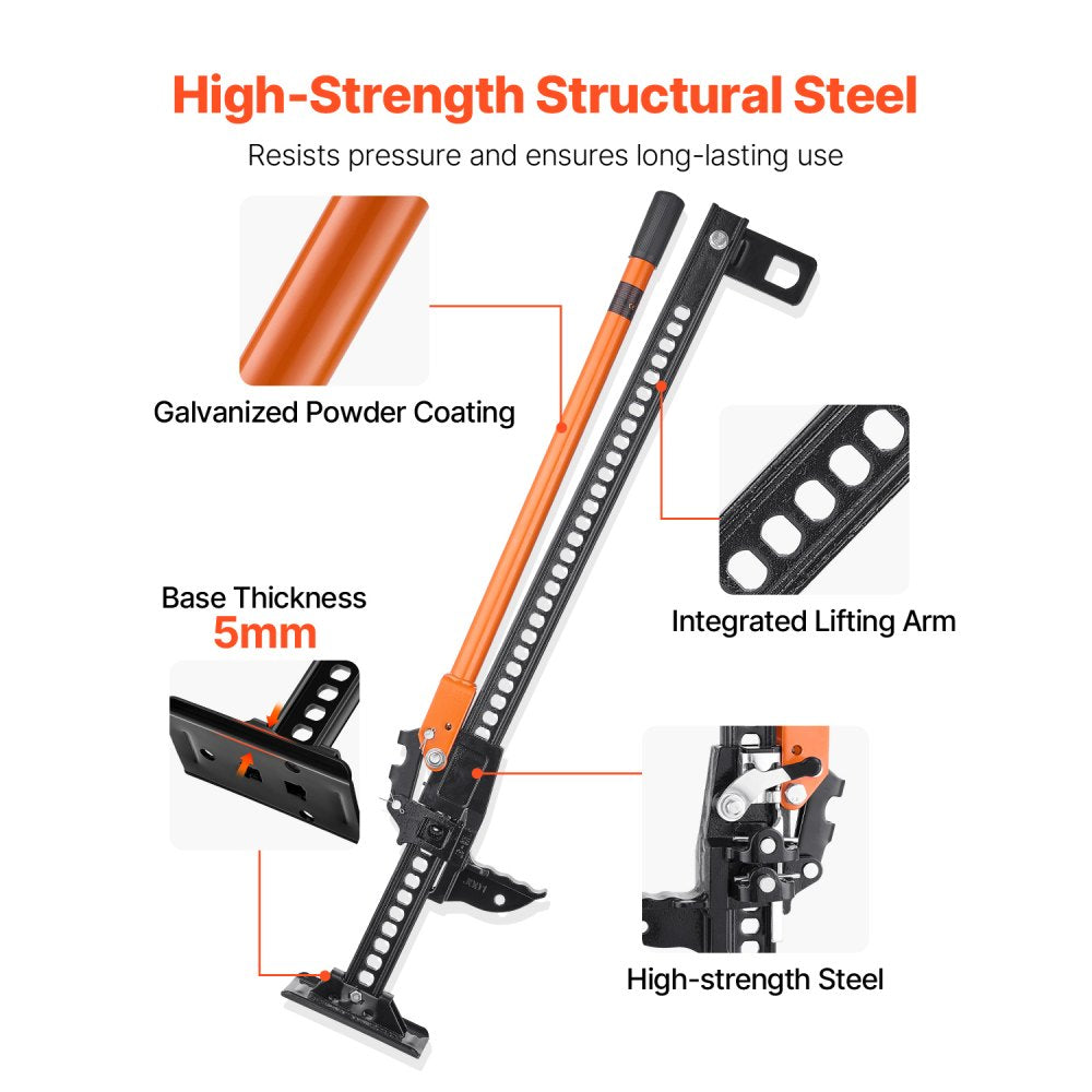 VEVOR Farm Jack, 42" Utility High Lift Farm Jack, 3.18 Ton (7,000 lbs) Capacity Ratcheting Off Road Utility Jacks, Heavy-Duty Lift Jacks with 5.12"-36.6" Lifting Range for Tractor, Truck, SUV
