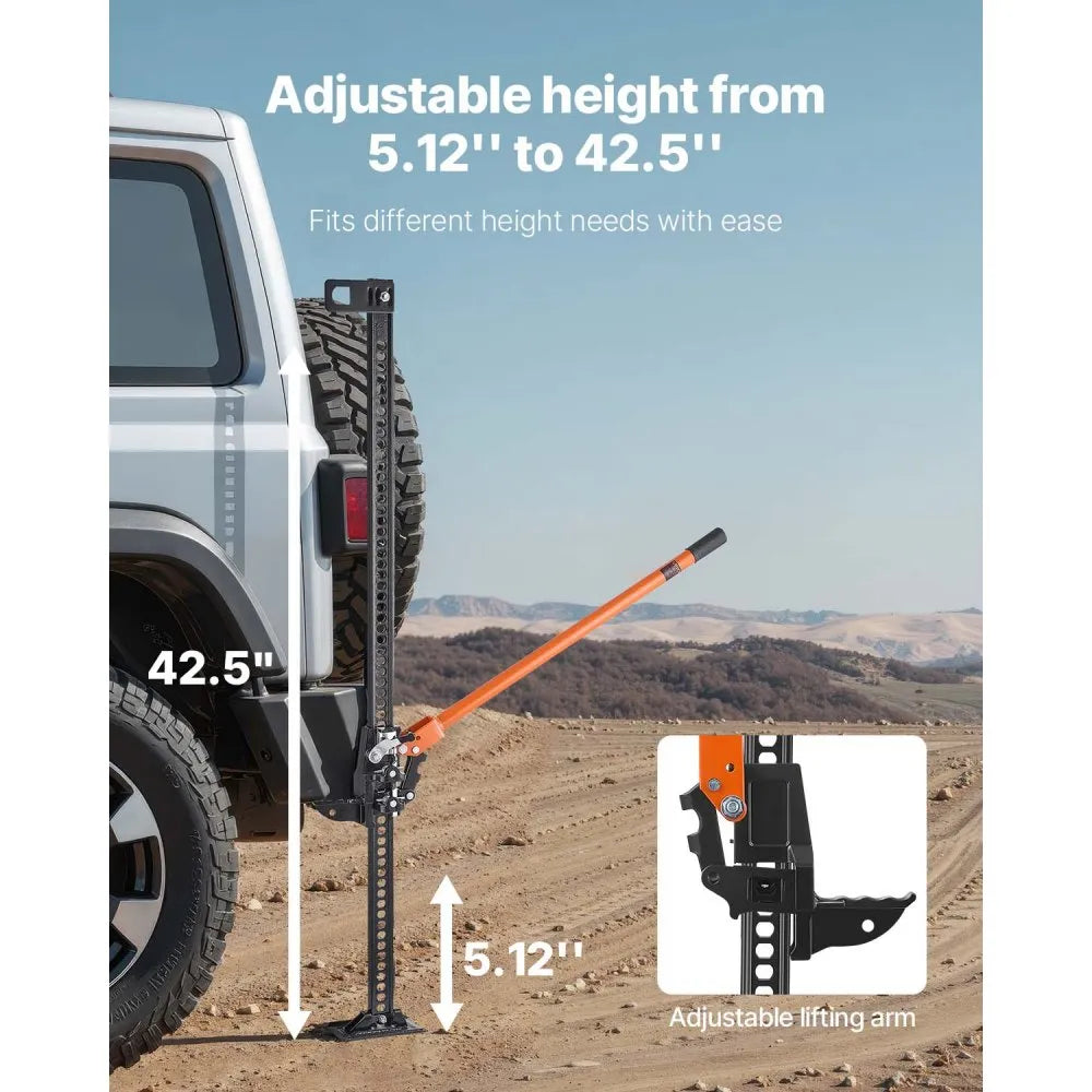 VEVOR Farm Jack, 48" Utility High Lift Farm Jack, 3.18 Ton (7,000 lbs) Capacity Ratcheting Off Road Utility Jacks, Heavy-Duty Lift Jacks with 5.12"-42.5" Lifting Range for Tractor, Truck, SUV