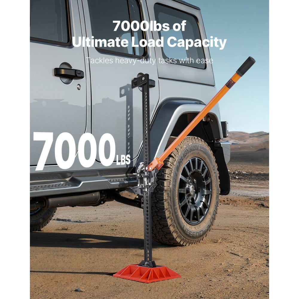 VEVOR Farm Jack with Base, 60" Utility High Lift Farm Jack, 3.18 Ton (7,000 lbs) Capacity Ratcheting Off Road Utility Jacks, Heavy-Duty Lift Jacks with 5.12"-54.33" Lifting Range for Tractor, Truck, SUV