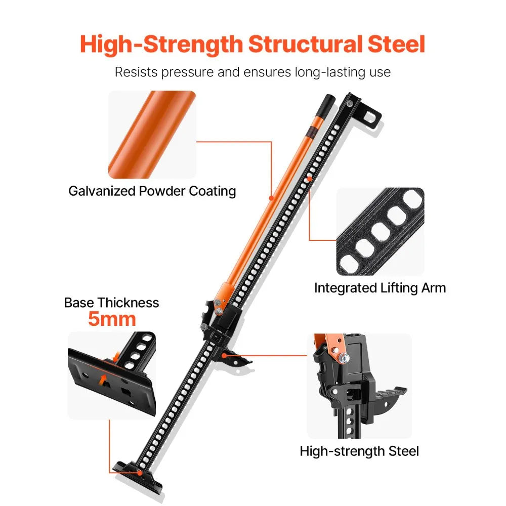 VEVOR Farm Jack, 60" Utility High Lift Farm Jack, 3.18 Ton (7,000 lbs) Capacity Ratcheting Off Road Utility Jacks, Heavy-Duty Lift Jacks with 5.12"-54.33" Lifting Range for Tractor, Truck, SUV