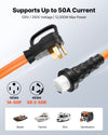 VEVOR 50 Amp Generator Cord, 30 Feet, 125/250V RV Power Cord NEMA 14-50P to SS2-50R with Twist Lock, Grip Handle, Heavy Duty 6AWG/3 + 8AWG/1 Generator Cable, for RV Camper Generator to House, Orange
