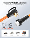 VEVOR 50 Amp Generator Cord, 25 Feet, 125/250V RV Power Cord NEMA 14-50P to SS2-50R with Twist Lock, Grip Handle, Heavy Duty 6AWG/3 + 8AWG/1 Generator Cable, for RV Camper Generator to House, Orange