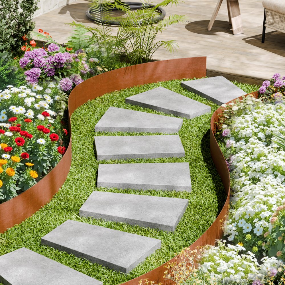 VEVOR Steel Landscape Edging, 6 Packs 40 x 8 in Weather-Resistant & Pre-Rust Metal Landscape Edging, Bendable Garden Edging Border, Lawn Edging for Flower Bed Yard Pathway Divider