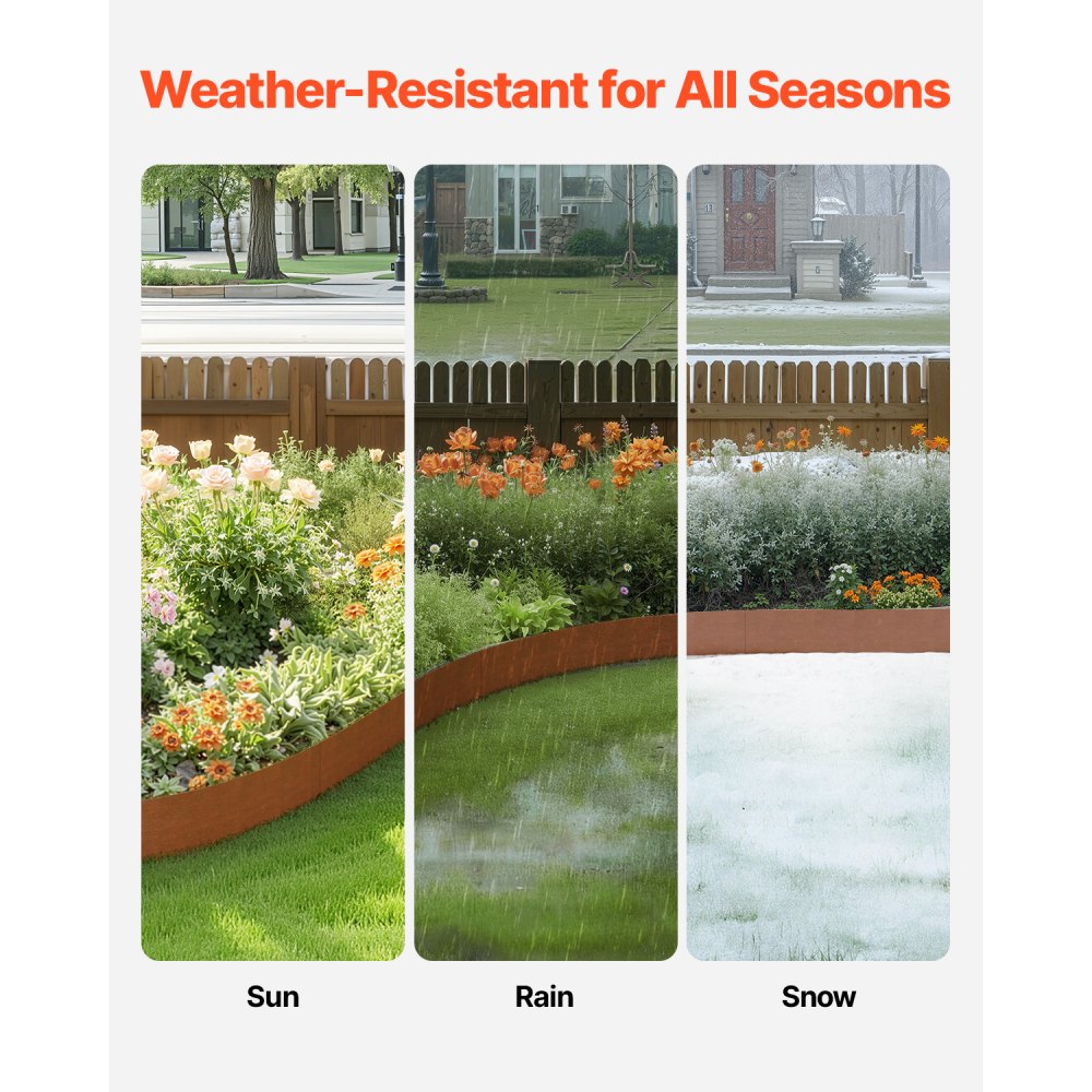 VEVOR Steel Landscape Edging, 6 Packs 40 x 6 in Weather-Resistant & Pre-Rust Metal Landscape Edging, Bendable Garden Edging Border, Heavy Duty Lawn Edging, Flower Bed Yard Pathway Divider