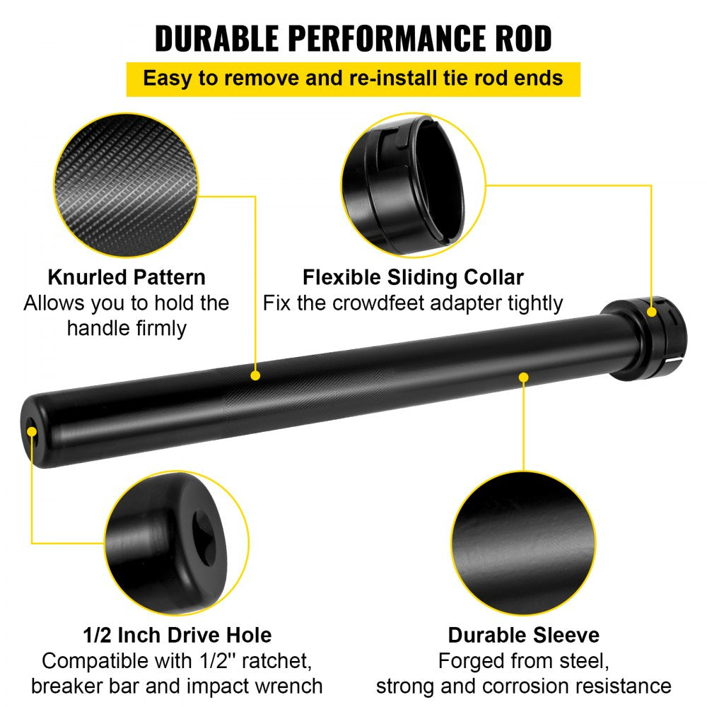 VEVOR Inner Tie Rod Installation Kit, Includes 13 Crowfoot Adapters, Durable 1/2 Inch Drive Tube for Efficient Removal, Crafted from Robust Steel, Ideal for Automotive Maintenance