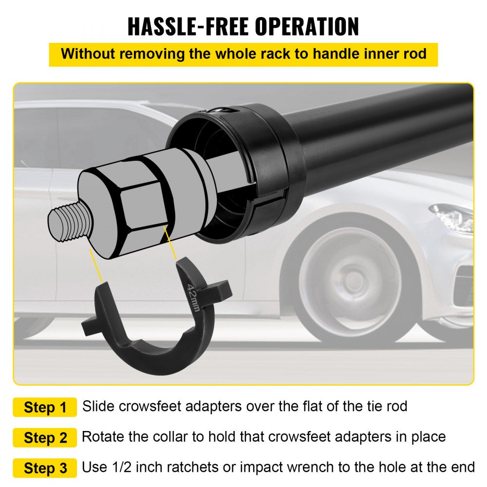 VEVOR Inner Tie Rod Installation Kit, Includes 13 Crowfoot Adapters, Durable 1/2 Inch Drive Tube for Efficient Removal, Crafted from Robust Steel, Ideal for Automotive Maintenance