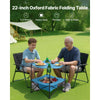 VEVOR Folding Camping Table, Portable Outdoor Lightweight Picnic Table, 600D Oxford Fabric Waterproof Canvas Travel Beach Tables, with 4 Cup Holders, Carry Bag, for Tailgating Camping Picnic, Blue