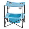 VEVOR Folding Camping Table, Portable Outdoor Lightweight Picnic Table, 600D Oxford Fabric Waterproof Canvas Travel Beach Tables, with 4 Cup Holders, Carry Bag, for Tailgating Camping Picnic, Blue