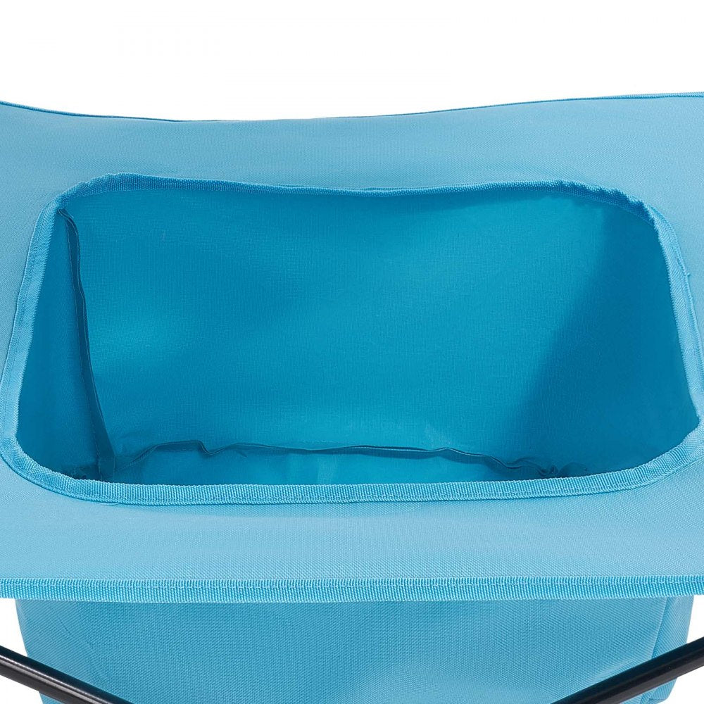 VEVOR Folding Camping Table, Portable Outdoor Lightweight Picnic Table, 600D Oxford Fabric Waterproof Canvas Travel Beach Tables, with 4 Cup Holders, Carry Bag, for Tailgating Camping Picnic, Blue