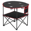 VEVOR Folding Camping Table, Portable Outdoor Lightweight Picnic Table, 600D Oxford Fabric Waterproof Canvas Travel Beach Tables, with 4 Cup Holders, Carry Bag, for Tailgating Camping Picnic, Black