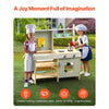 VEVOR Mud Kitchen for Kids, Wooden Toy Play Kitchen Set, Outdoor Toddler Grocery Store Playset, Pretend Play Kitchen with Stoves, Tank, Faucet, Storage Bag, Metal Baskets, and Cookware Pots