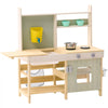 VEVOR Mud Kitchen for Kids, Wooden Toy Play Kitchen Set, Outdoor Toddler Grocery Store Playset, Pretend Play Kitchen with Stoves, Tank, Faucet, Storage Bag, Metal Baskets, and Cookware Pots