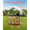 VEVOR Mud Kitchen for Kids, Wooden Toy Play Kitchen Set with Accessories, Outdoor Toddler Grocery Store Playset, Pretend Play Kitchen with Stoves, Planter Boxes, Sink, Faucet, Blackboard, Cookware Pot