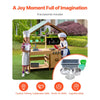 VEVOR Mud Kitchen for Kids, Wooden Toy Play Kitchen Set with Accessories, Outdoor Toddler Grocery Store Playset, Pretend Play Kitchen with Stoves, Planter Boxes, Sink, Faucet, Blackboard, Cookware Pot