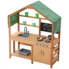 VEVOR Mud Kitchen for Kids, Wooden Toy Play Kitchen Set with Accessories, Outdoor Toddler Grocery Store Playset, Pretend Play Kitchen with Stoves, Planter Boxes, Sink, Faucet, Blackboard, Cookware Pot