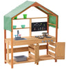 VEVOR Mud Kitchen for Kids, Wooden Toy Play Kitchen Set with Accessories, Outdoor Toddler Grocery Store Playset, Pretend Play Kitchen with Stoves, Planter Boxes, Sink, Faucet, Blackboard, Cookware Pot
