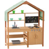 VEVOR Mud Kitchen for Kids, Wooden Toy Play Kitchen Set with Accessories, Outdoor Toddler Grocery Store Playset, Pretend Play Kitchen with Stoves, Planter Boxes, Sink, Faucet, Blackboard, Cookware Pot