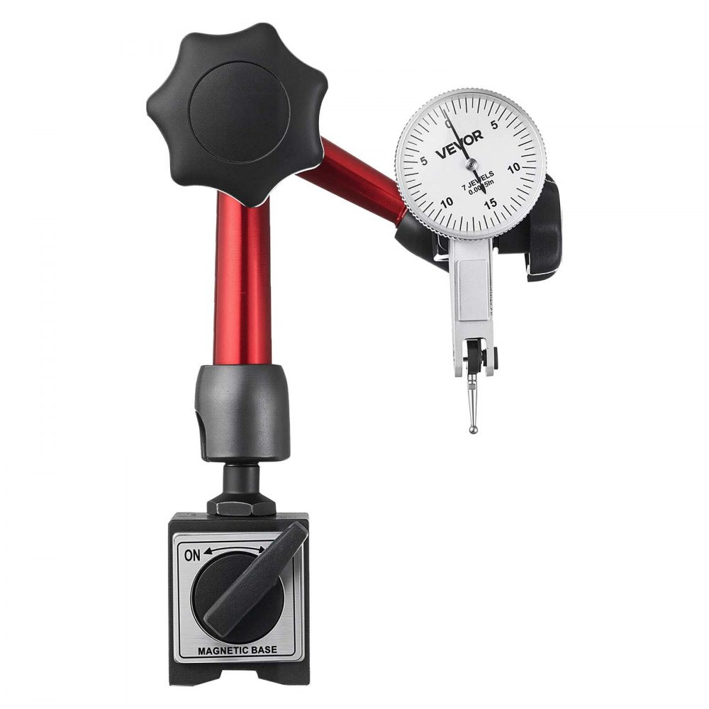 VEVOR Dial Test Indicator with Universal Magnetic Base and Storage Case, 0.0005 inch Accuracy, 0-0.03 inch Range, Micro Ball Handle for Narrow Area Measurement, Industrial Machining & Inspection
