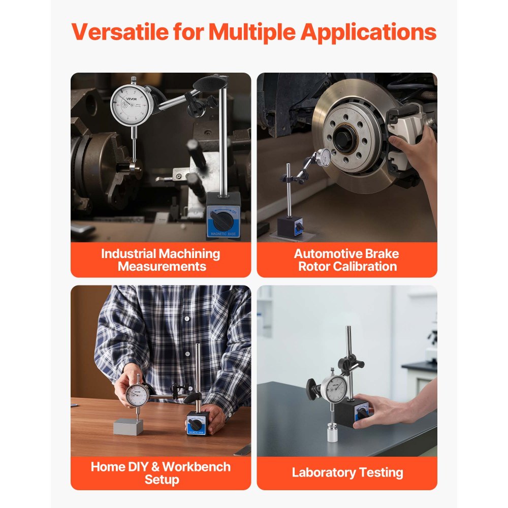 VEVOR Dial Test Indicator, 0.001 inch Accuracy, 0-1 inch Measuring Range, Easy to Read Large Dial, Professional for Internal Diameter Measurement, Runout Detection, Flatness Inspection
