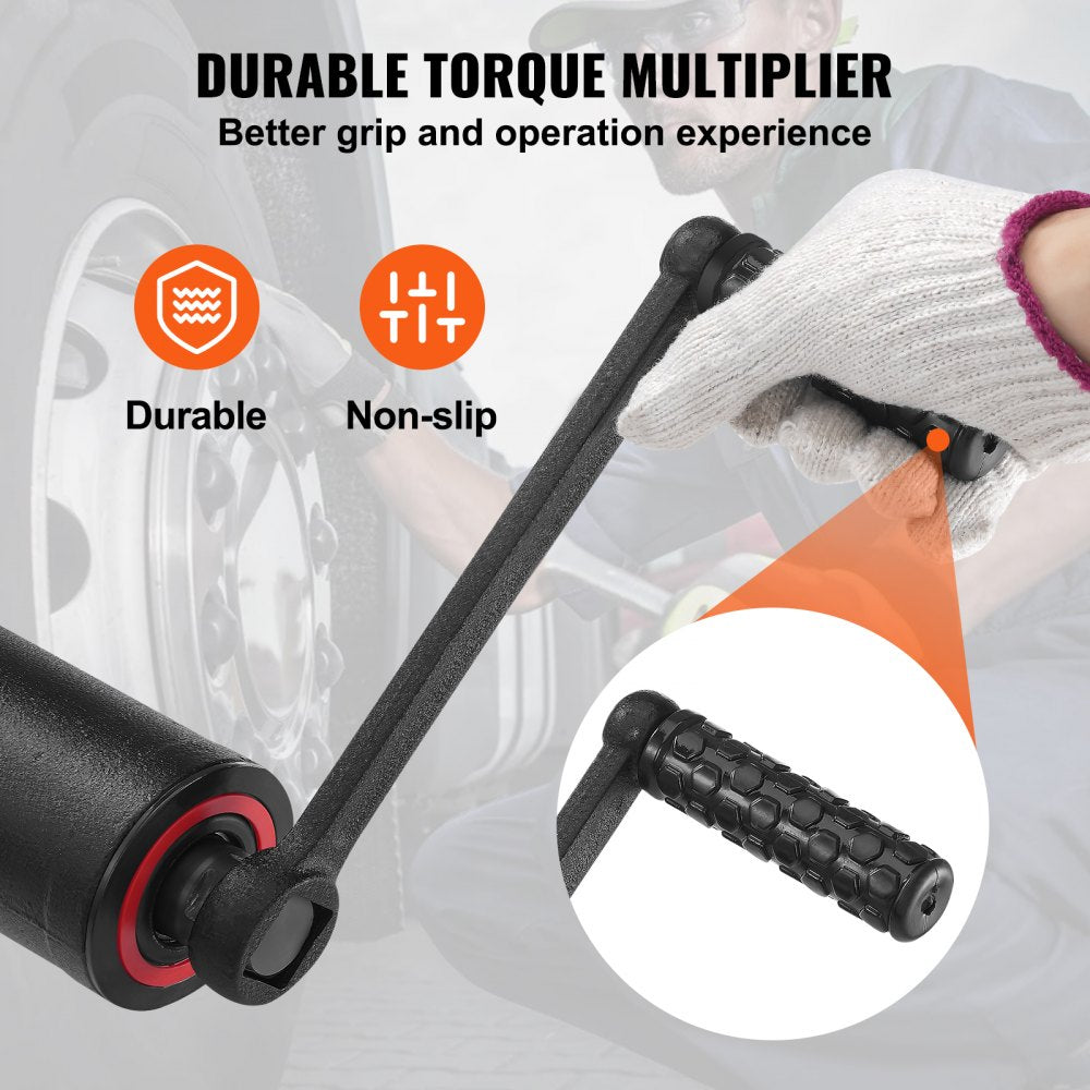 VEVOR Torque Multiplier, 1 Inch Drive Lug Nut Wrench/Multiplier Heavy Duty Torque Multiplier Wrench Set, 1:64 6,800N.m Lug Nut Remover, Includes 8 Sockets (24-38mm) and Storage Case