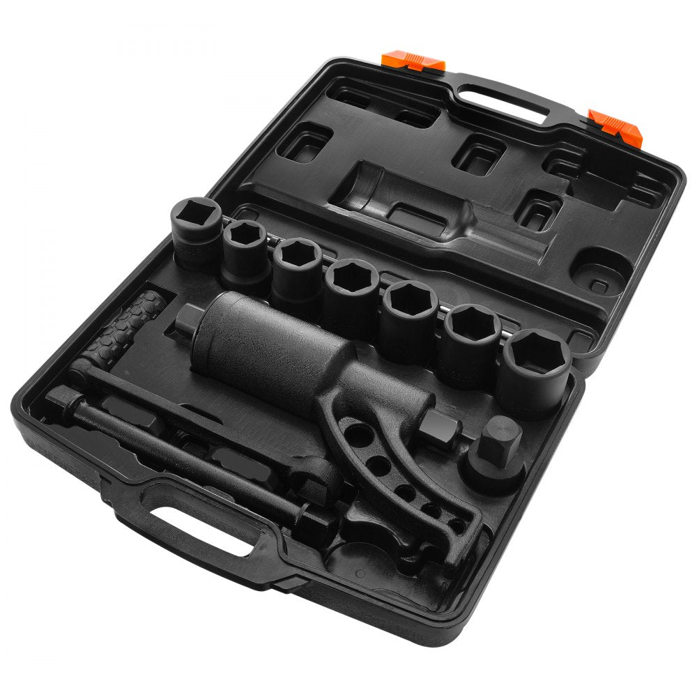 VEVOR Torque Multiplier, 1 Inch Drive Lug Nut Wrench/Multiplier Heavy Duty Torque Multiplier Wrench Set, 1:64 6,800N.m Lug Nut Remover, Includes 8 Sockets (24-38mm) and Storage Case