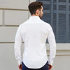 VEVOR Men's Button Up Shirt, Mens Long Sleeve Wrinkle-free Button Down Dress Shirts, Slim Fit Soft Stretch Fabric for Business Casual or Formal, Work, Wedding, Dinner, White, L Size