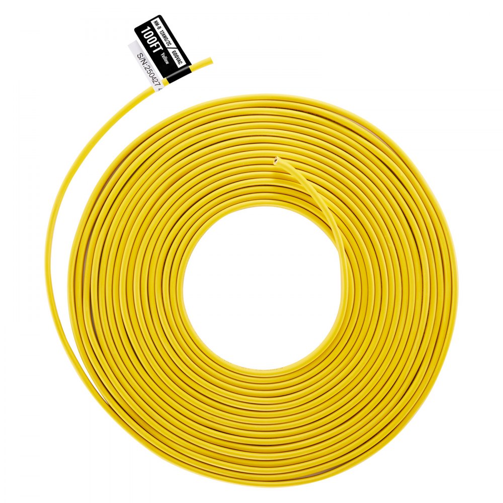 VEVOR NM-B Wire, 12AWG/2C Non-Mettalic Residential Indoor Electrical Wire with Ground, PVC Sheathed High-Purity Copper Core Cable, for Outlets, Switches, Other Loads & Lighting Wiring Project(100 ft)