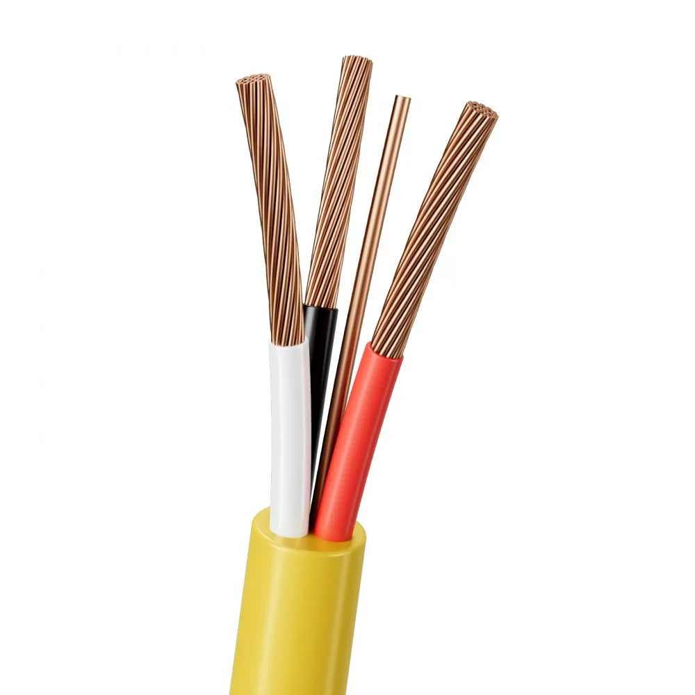 VEVOR NM-B Wire, 6AWG/3C Non-Mettalic Residential Indoor Electrical Wire with Ground, PVC Sheathed High-Purity Copper Core Cable, for Outlets, Switches, Other Loads & Lighting Wiring Projects(50 ft)