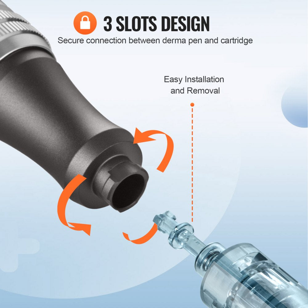 VEVOR Professional Microneedling Pen, Electric Derma Pen with 3 PCS * 16 Pin + 3 PCS * 36 Pin Disposable Cartridge, 6 Variable Speed Skin Care Beauty Device with LCD Display and 0-2.5mm Adjustable Needle Length