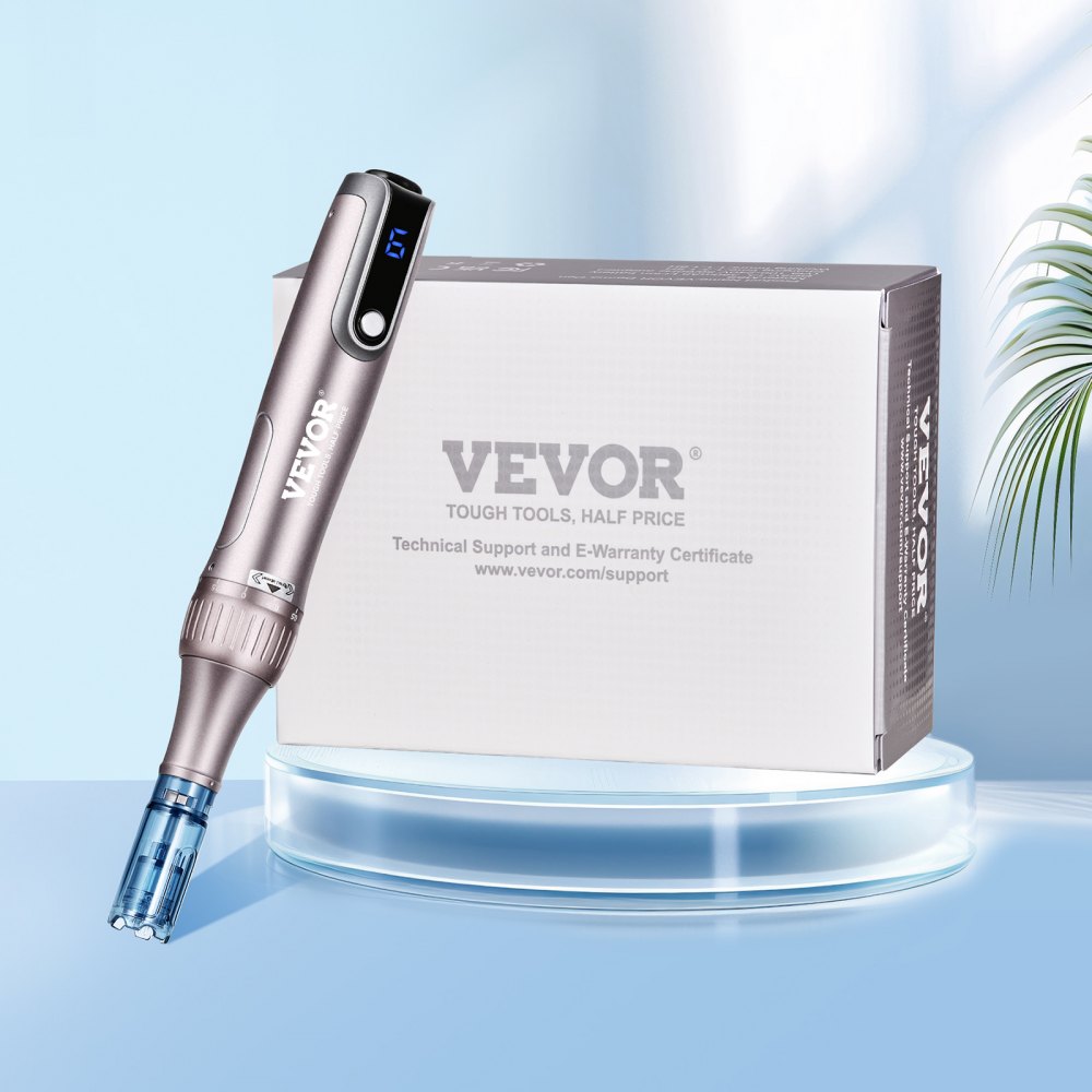 VEVOR Microneedling Pen M8S, Electric Derma Pen with 20PCS Anti-Backflow Cartridges, 6 Variable Speed Skin Care Beauty Device with LCD Display and 0-2.5mm Adjustable Needle Length