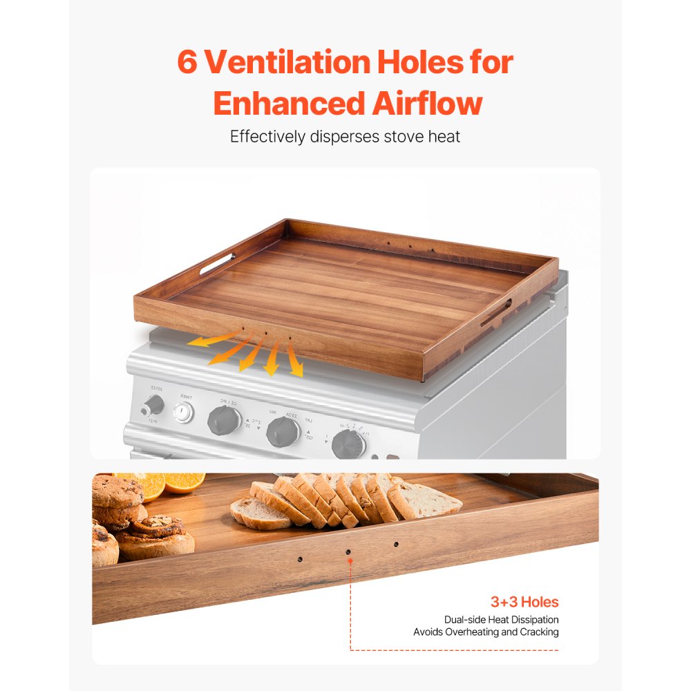 VEVOR Noodle Board Stove Cover, Stove Top Cover Board for Gas Burner & Electric Stove, Acacia Wood Cutting Board with Built-in Handles, RV Stovetop Cover/ Kitchen Sink Cover for Counter Space & Tray
