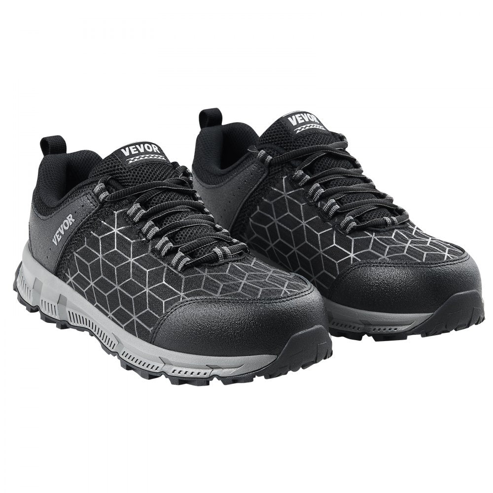 VEVOR Steel Toe Shoes for Men, US Size 9.5 Wide, Men’s Cushion Sport Safety Toe Athletic Work Shoe, Indestructible Safety Sneakers Lightweight,Breathable Industry Construction Work Shoes, Black