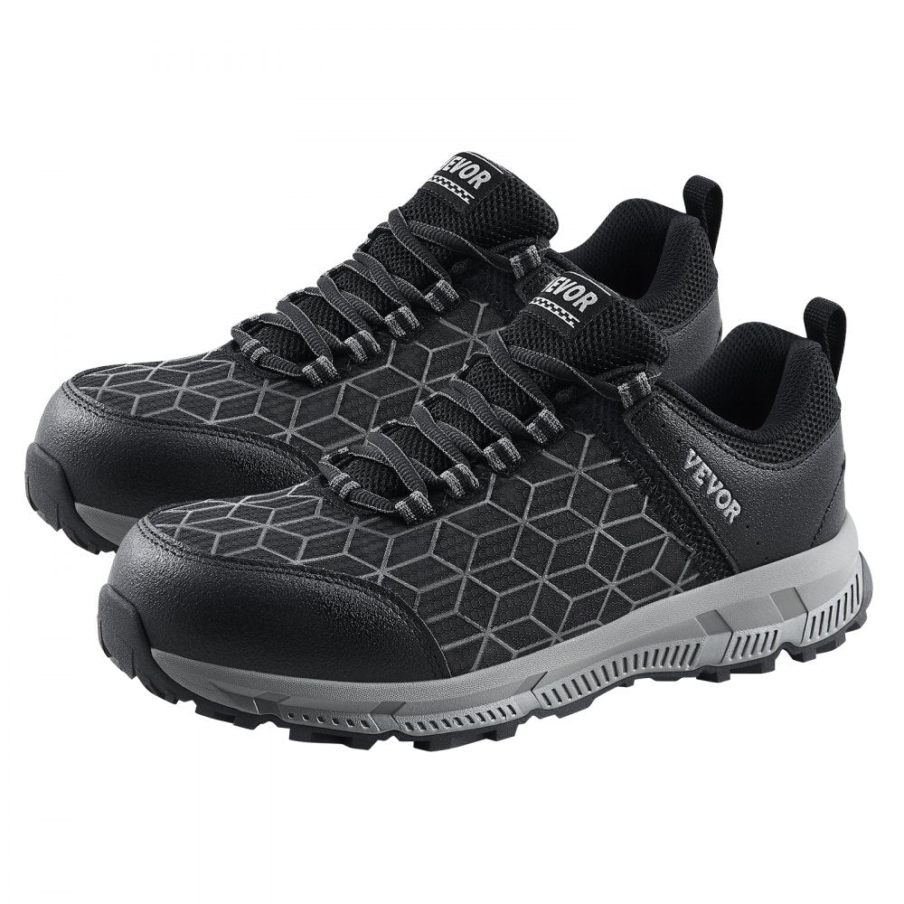 VEVOR Steel Toe Shoes for Men, US Size 9, Men’s Cushion Sport Safety Toe Athletic Work Shoe, Indestructible Safety Sneakers Lightweight,Breathable Industry Construction Work Shoes, Black