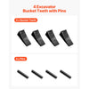 VEVOR Excavator Bucket Teeth with Pins, 4 Pack X156L Bucket Tooth Set for Smooth & Efficient Excavation, Heavy Duty 5.3 in Long Digging Buckets Teeth Replacement for Skid Steer & Mini Excavator