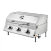VEVOR Tabletop Gas Grill, 3-Burner Stainless Steel Portable Propane Grill, with Built-in Thermometer, Travel Locks, Weatherproof Lid, 22,500 BTU Total, for Outdoor Cooking, Patio, Party, Camping, RV