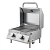 VEVOR Tabletop Gas Grill, 2-Burner Stainless Steel Portable Propane Grill, with Built-in Thermometer, Travel Locks, Weatherproof Lid, 15,000 BTU Total, for Outdoor Cooking, Patio, Party, Camping, RV