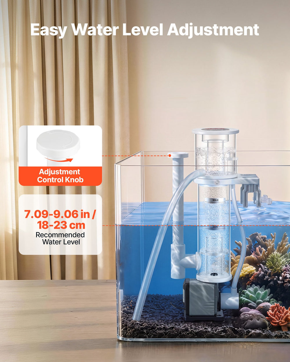 VEVOR Protein Skimmer for 20-30 Gal Saltwater Aquarium Hang On with DC Pump, Protein Skimmer with DC Pinwheel Pump, Adjustable Control, for 20-30 Gallon Small Saltwater Aquariums & Reef Tank Fish Tank