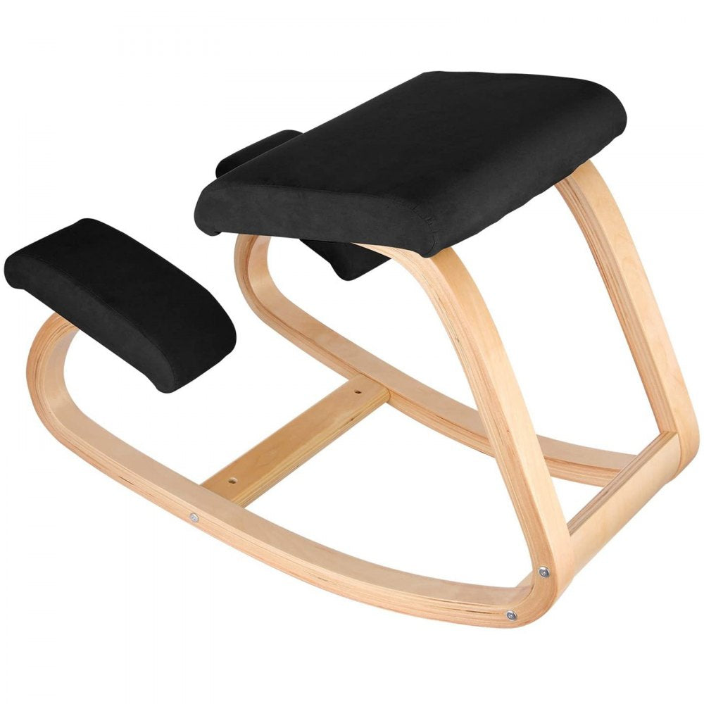 VEVOR Wooden Ergonomic Kneeling Chair Memory Seat Cushion Relieving Body Black