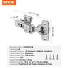 VEVOR Cabinet Hinges, 40 Packs Full Overlay Kitchen Cabinet Door Hinges, 100 Degree Opening Angel Soft Close Concealed Cupboard Hinges for Frameless Cabinet Type, with Mounting Screws