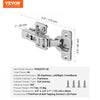 VEVOR Cabinet Hinges, 50 Packs Full Overlay Kitchen Cabinet Door Hinges, 100 Degree Opening Angel Soft Close Concealed Cupboard Hinges for Frameless Cabinet Type, with Mounting Screws